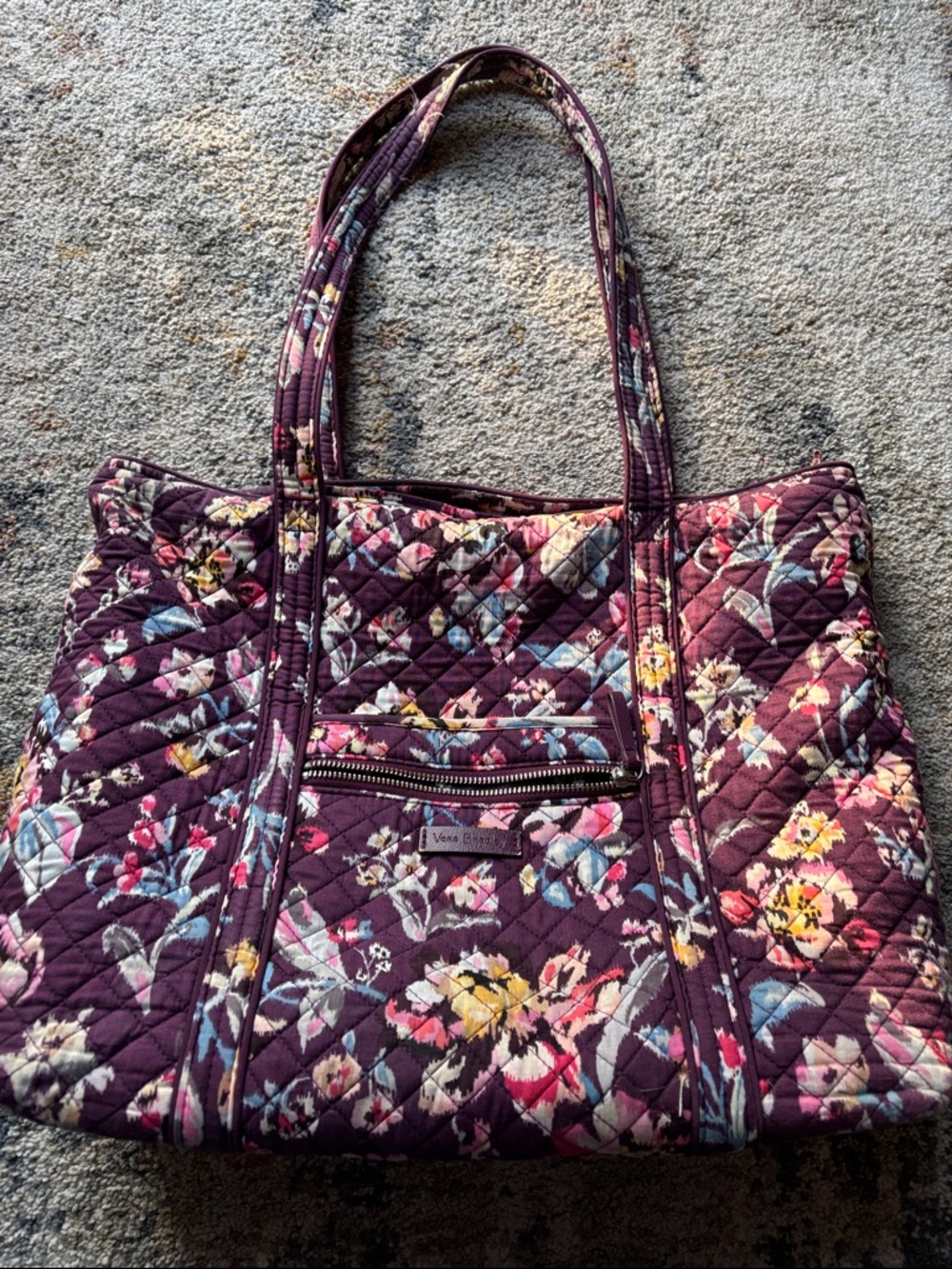 Vera Bradley Floral Tote Bag in Deep Plum